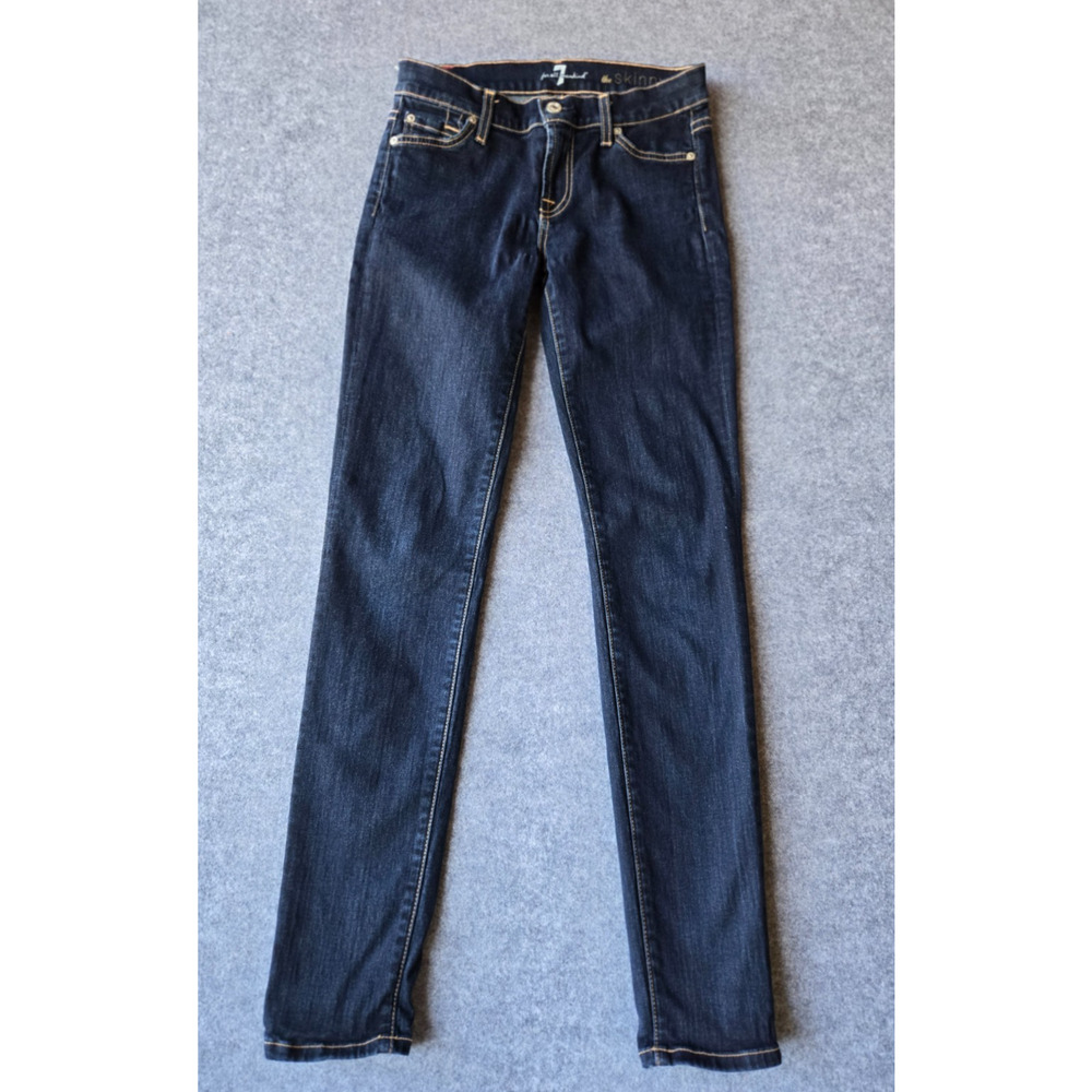 7 For All Mankind Jeans Women's The Skinny Stretch Size 25 Dark Wash 26.5 x29